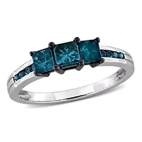 Diamonds Engagement Ring 10k White Gold Black Rhodium Plated