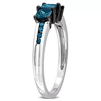 Diamonds Engagement Ring 10k White Gold Black Rhodium Plated