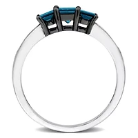 Diamonds Engagement Ring 10k White Gold Black Rhodium Plated