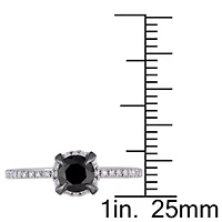Black & White Diamond Ring 10k Gold