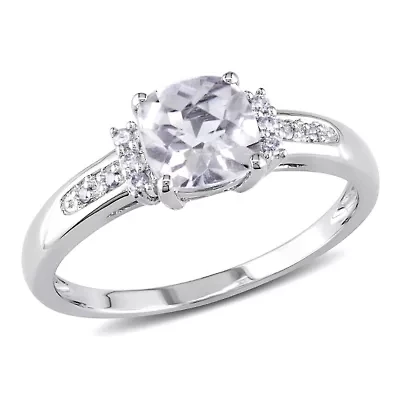 Diamond Accent & White Topaz Ring 10k Gold