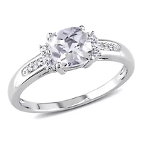 Diamond Accent & White Topaz Ring 10k Gold