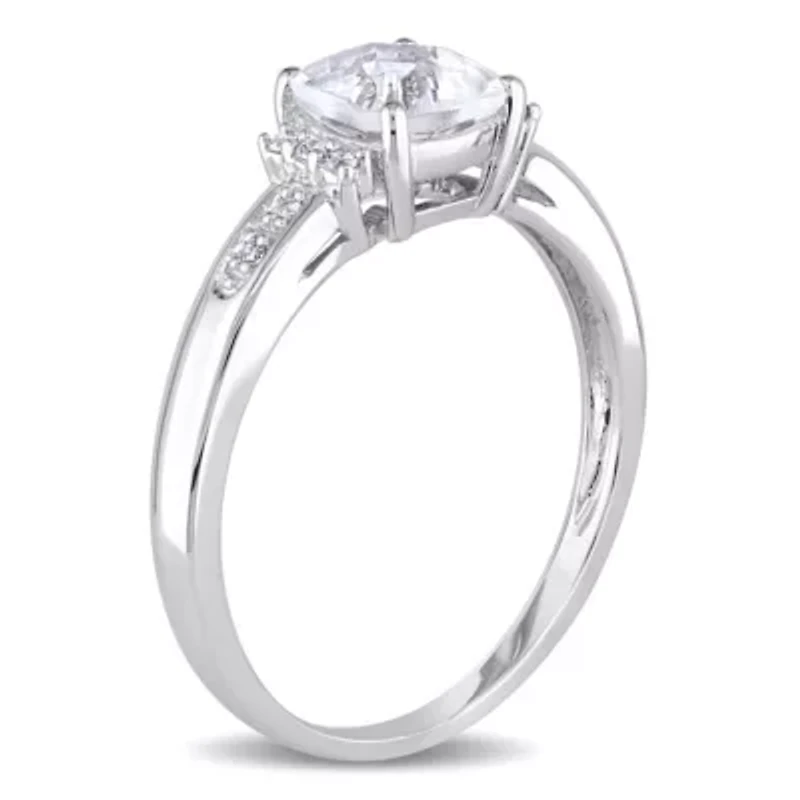 Diamond Accent & White Topaz Ring 10k Gold