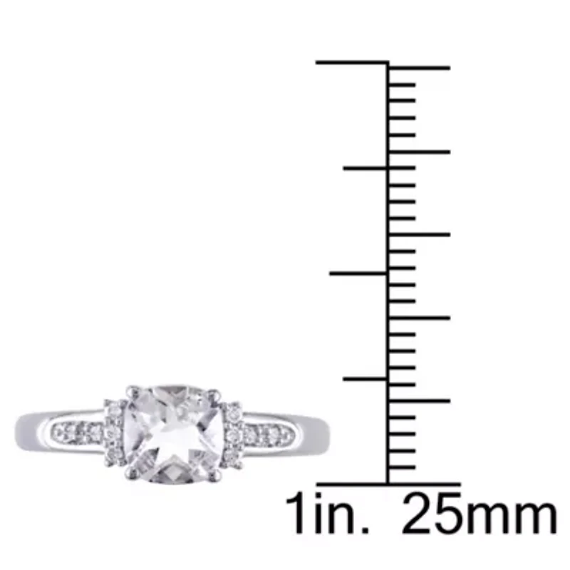 Diamond Accent & White Topaz Ring 10k Gold