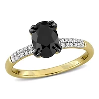 Black & White Diamond Ring 14k Yellow Gold