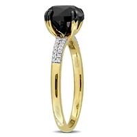 Black & White Diamond Ring 14k Yellow Gold