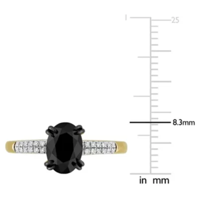 Black & White Diamond Ring 14k Yellow Gold