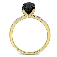 Black & White Diamond Ring 14k Yellow Gold