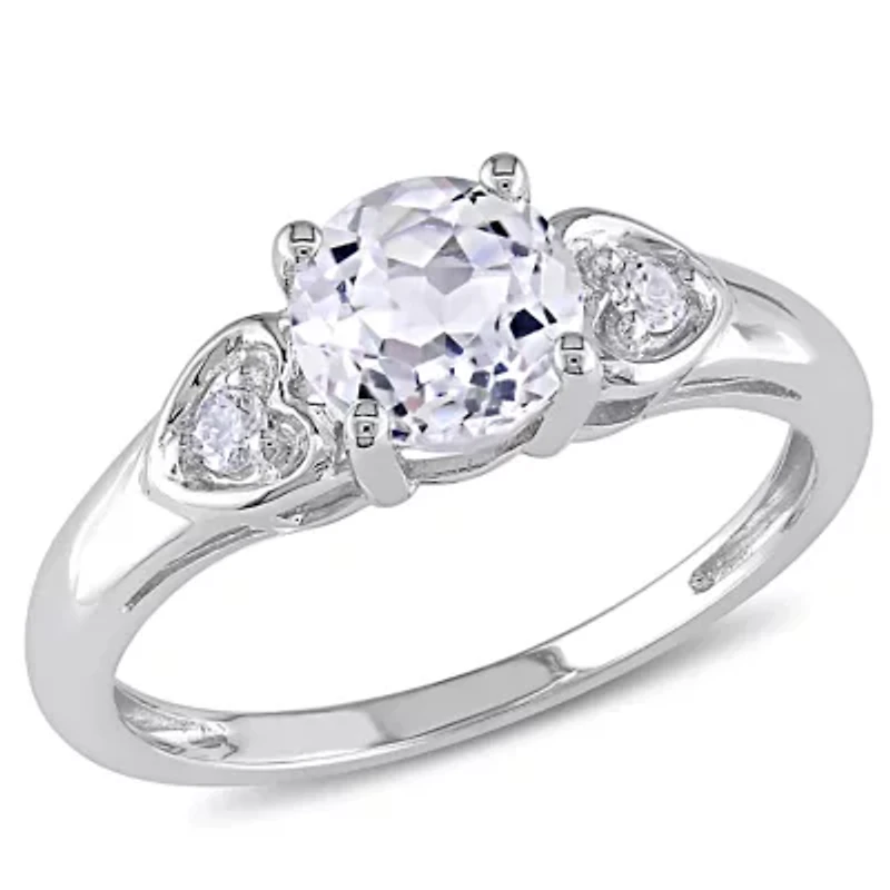 Diamond & White Topaz Engagement Ring 10k Gold