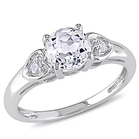 Diamond & White Topaz Engagement Ring 10k Gold