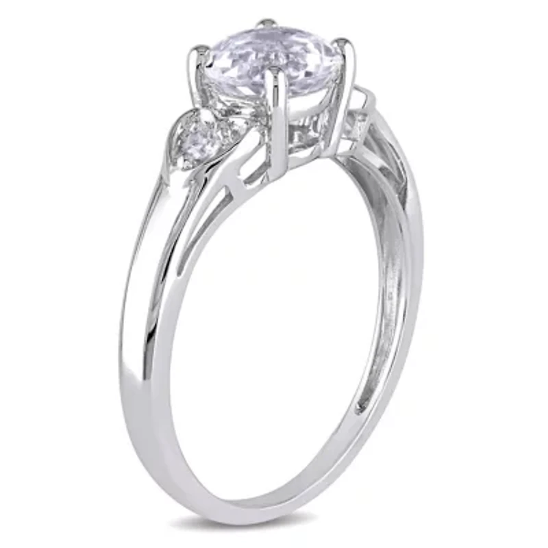 Diamond & White Topaz Engagement Ring 10k Gold