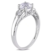 Diamond & White Topaz Engagement Ring 10k Gold
