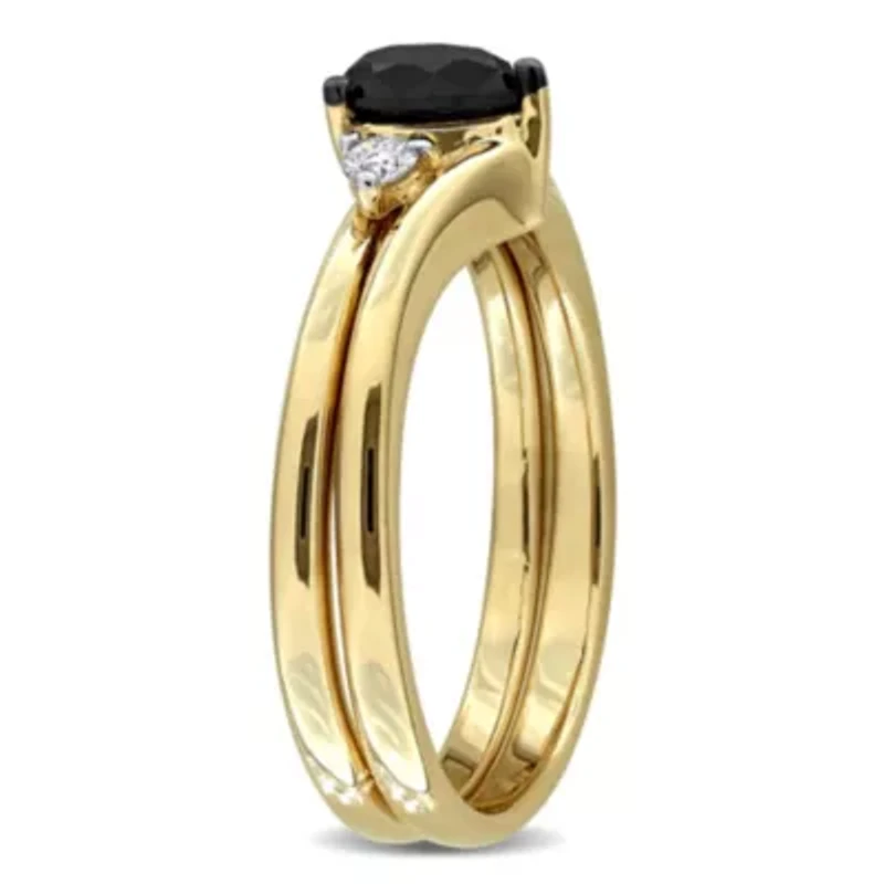 Black & White Diamonds Ring 10k Yellow Gold