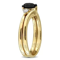 Black & White Diamonds Ring 10k Yellow Gold