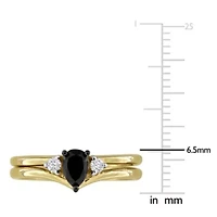Black & White Diamonds Ring 10k Yellow Gold