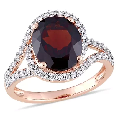 Diamond & Garnet Ring 14k Rose Gold