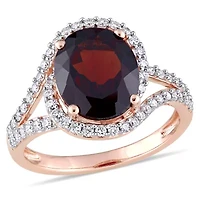 Diamond & Garnet Ring 14k Rose Gold