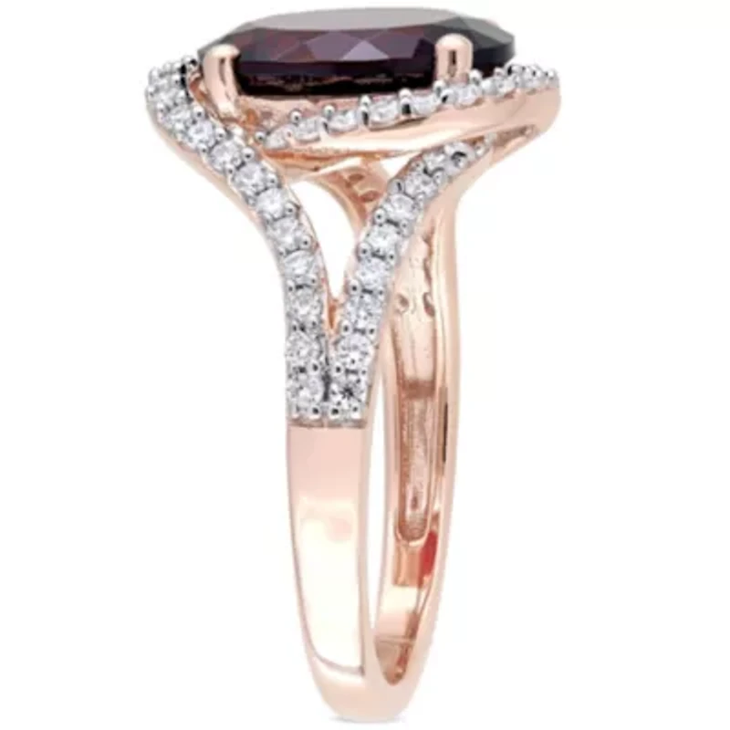 Diamond & Garnet Ring 14k Rose Gold