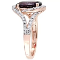Diamond & Garnet Ring 14k Rose Gold