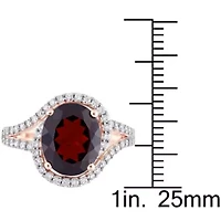 Diamond & Garnet Ring 14k Rose Gold
