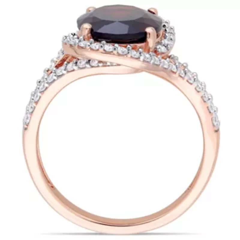 Diamond & Garnet Ring 14k Rose Gold