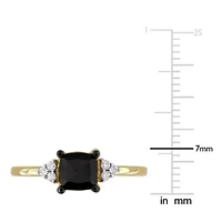 Black & White Diamond Ring 14k Yellow Gold Rhodium Plated