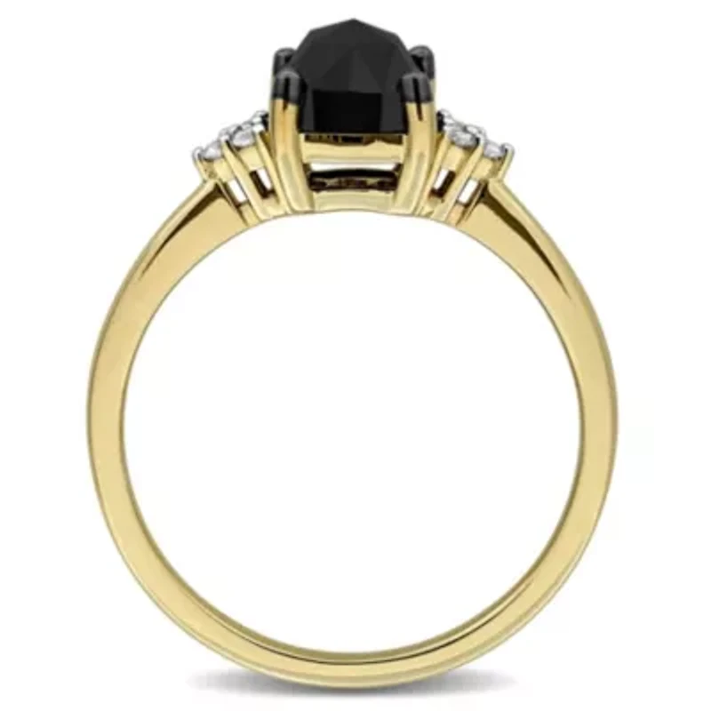 Black & White Diamond Ring 14k Yellow Gold Rhodium Plated
