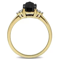 Black & White Diamond Ring 14k Yellow Gold Rhodium Plated