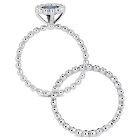 Blue & White Diamond Ring 10k Gold
