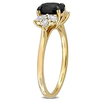 Black & White Diamond Ring 14k Yellow Gold Rhodium Plated