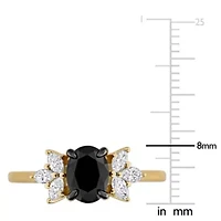 Black & White Diamond Ring 14k Yellow Gold Rhodium Plated