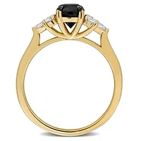 Black & White Diamond Ring 14k Yellow Gold Rhodium Plated