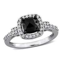 Diamonds Ring 14k White Gold Black Rhodium Plated