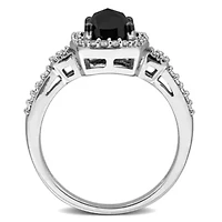 Diamonds Ring 14k White Gold Black Rhodium Plated