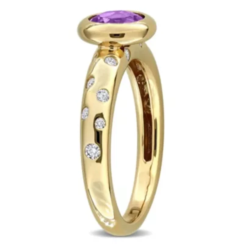 Diamond & Amethyst Ring 10k Yellow Gold