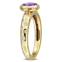 Diamond & Amethyst Ring 10k Yellow Gold