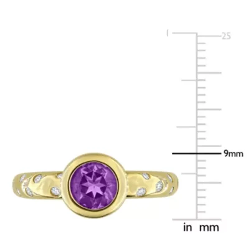 Diamond & Amethyst Ring 10k Yellow Gold