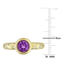 Diamond & Amethyst Ring 10k Yellow Gold