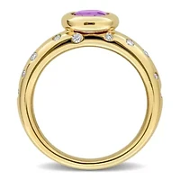 Diamond & Amethyst Ring 10k Yellow Gold