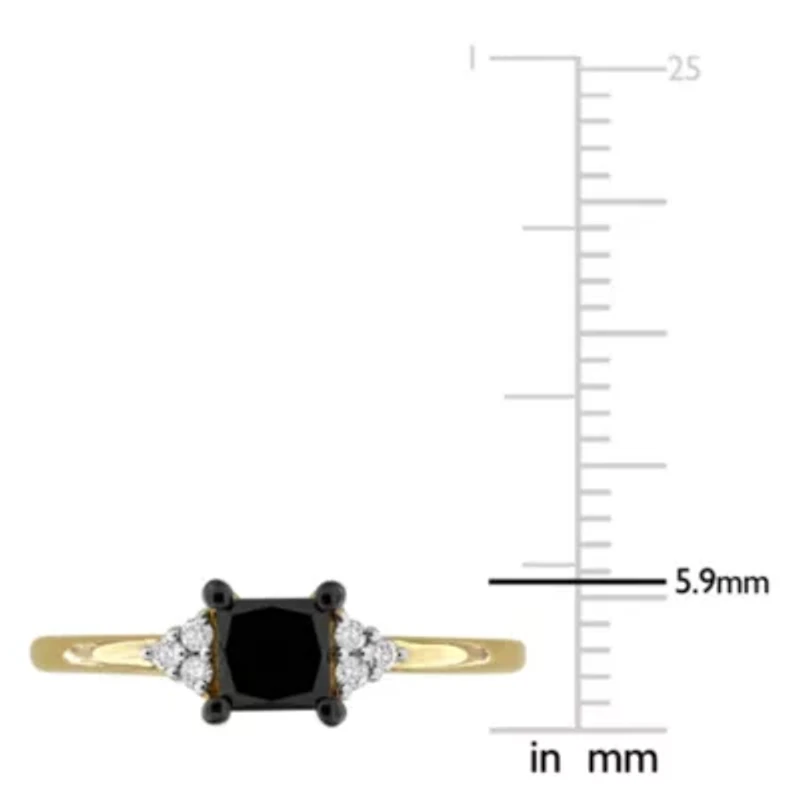 Black & White Diamond Ring 14k Yellow Gold Rhodium Plated