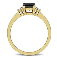 Black & White Diamond Ring 14k Yellow Gold Rhodium Plated
