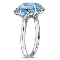 Swiss & Sky Blue Topaz Ring 14k White Gold
