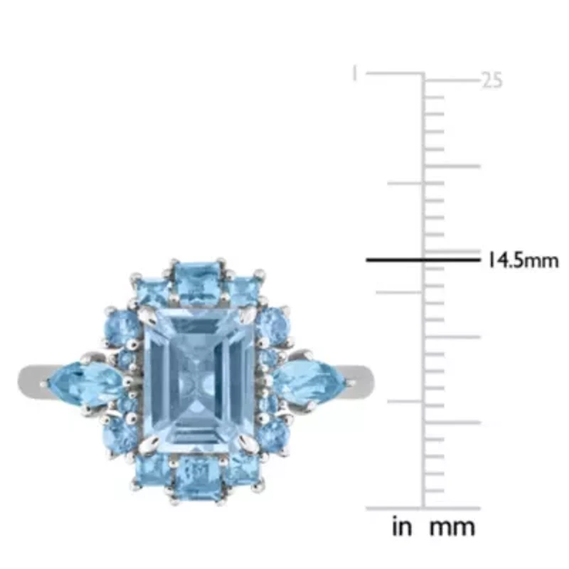 Swiss & Sky Blue Topaz Ring 14k White Gold