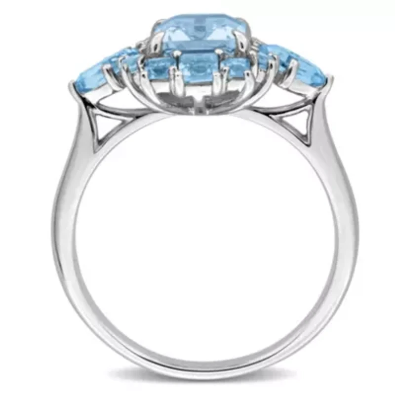 Swiss & Sky Blue Topaz Ring 14k White Gold