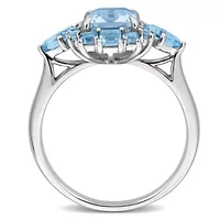 Swiss & Sky Blue Topaz Ring 14k White Gold