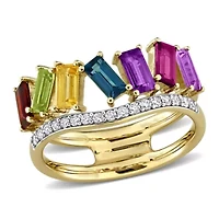 Diamond & Multi-Gemstone Ring 10k Yellow Gold