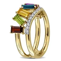 Diamond & Multi-Gemstone Ring 10k Yellow Gold
