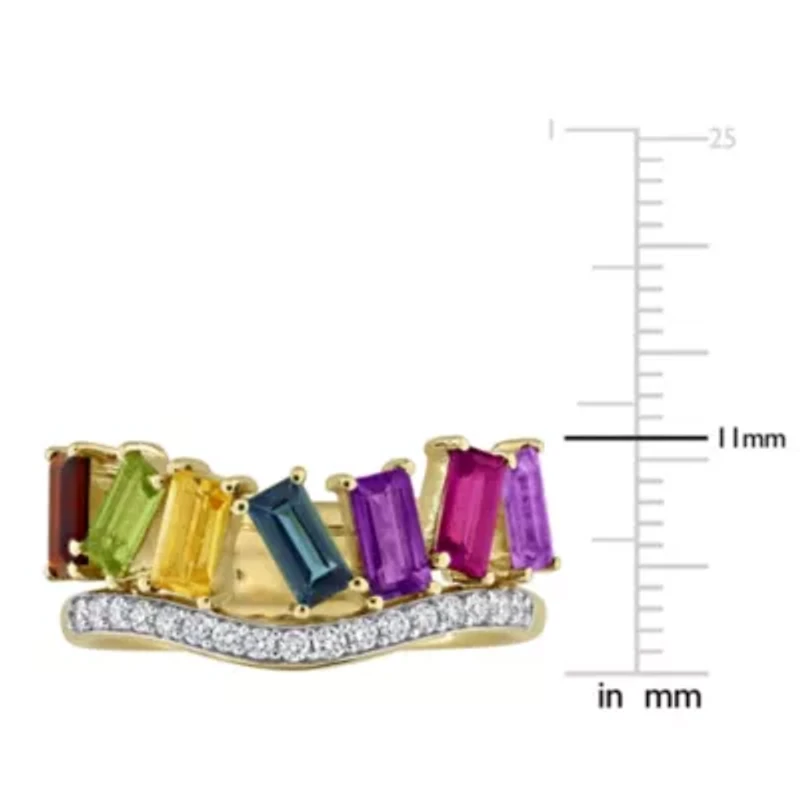 Diamond & Multi-Gemstone Ring 10k Yellow Gold
