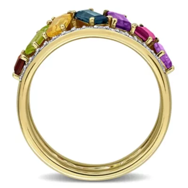 Diamond & Multi-Gemstone Ring 10k Yellow Gold