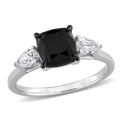 Black & White Diamond Ring 14k Gold Rhodium Plated